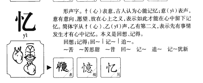 忆字五行属什么_忆字取名寓意内涵